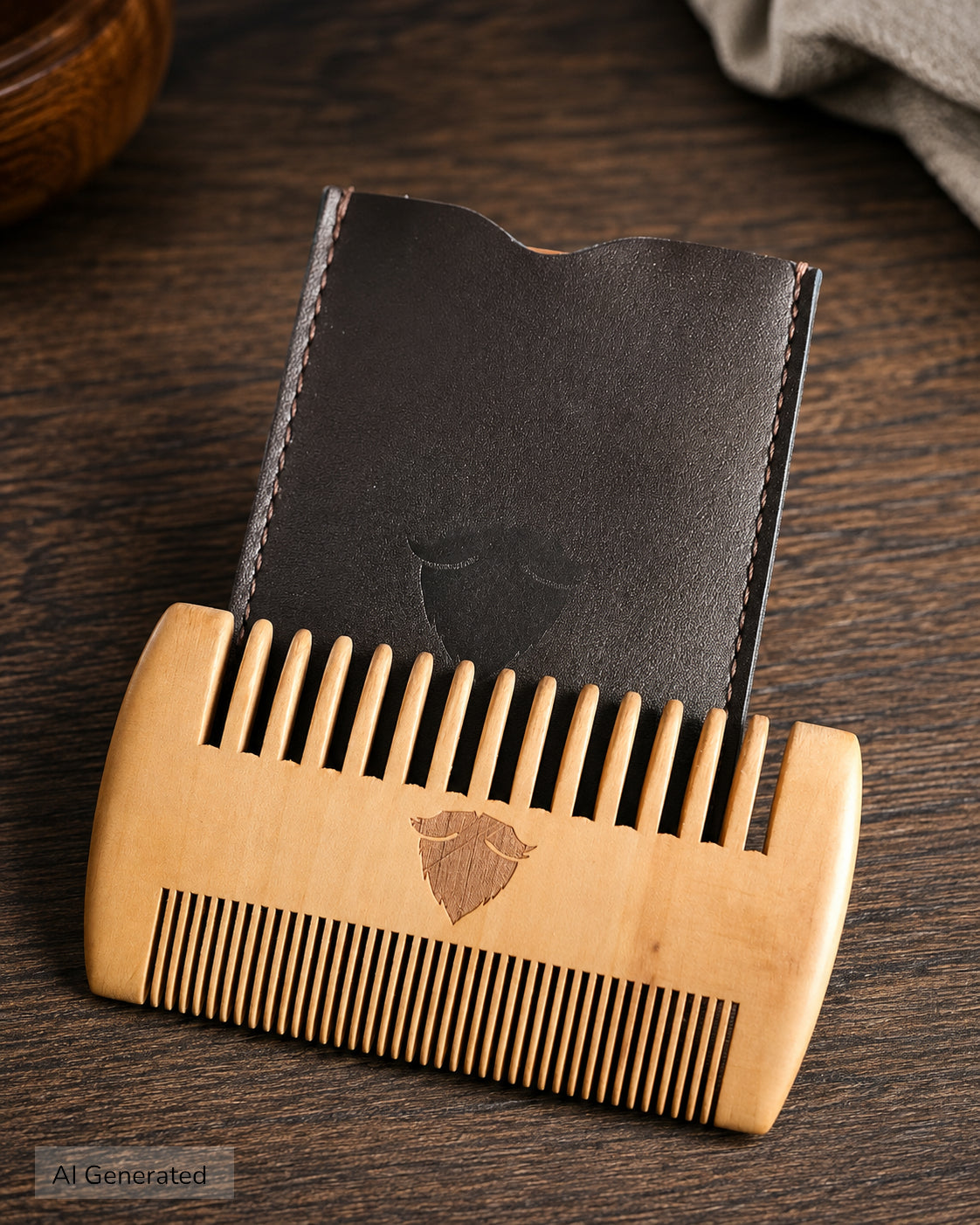 Bartkamm aus Holz mit Schutztasche (Limited Edition)