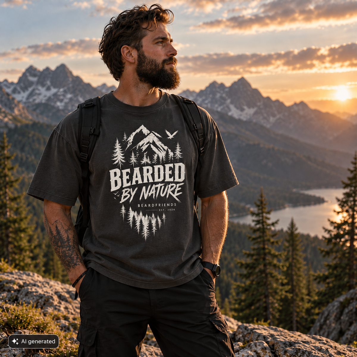Bearded by Nature – T-shirt oversize heavyweight